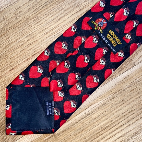 Vintage Taz Tasmanian Devil 1997 Looney Tunes Valentine’s Neck Tie Love Hearts - Picture 3 of 6